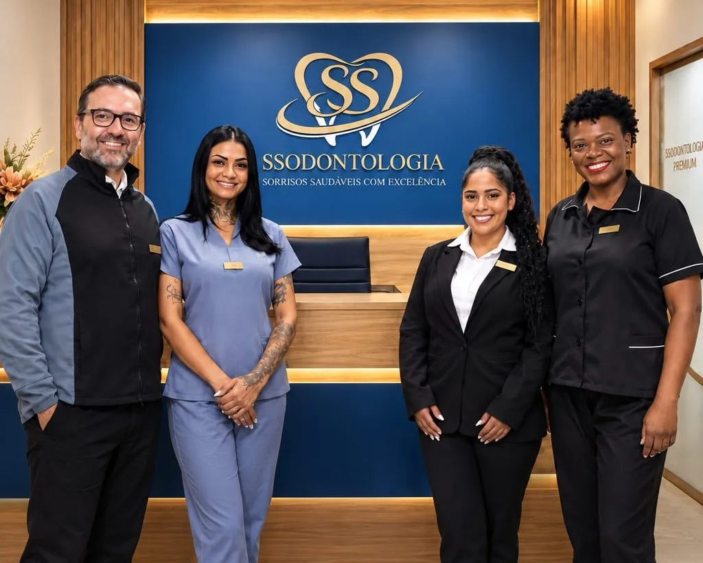 Equipe da SSOdontologia Premium na recepção da clínica